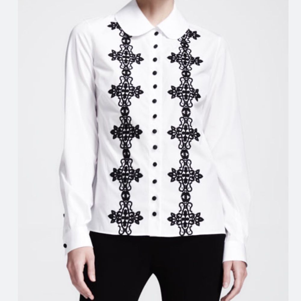 Dolce & Gabbana Embroidered Buttoned Poplin Blouse Size 40